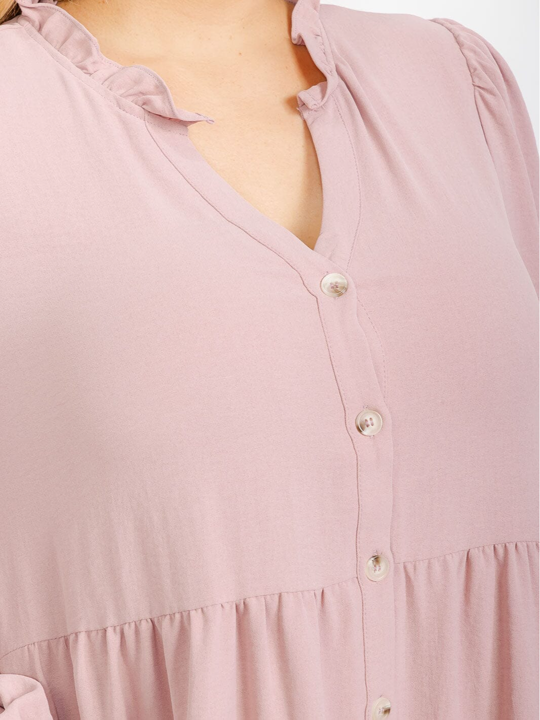 Plus Size Tiered Mauve Long Sleeve Tunic Dress - H42935