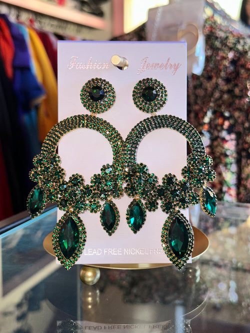 Green Chandelier Earrings