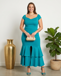 Plus Size Teal Ruffle Dress