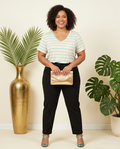 Plus Size Striped Green Cotton Blouse