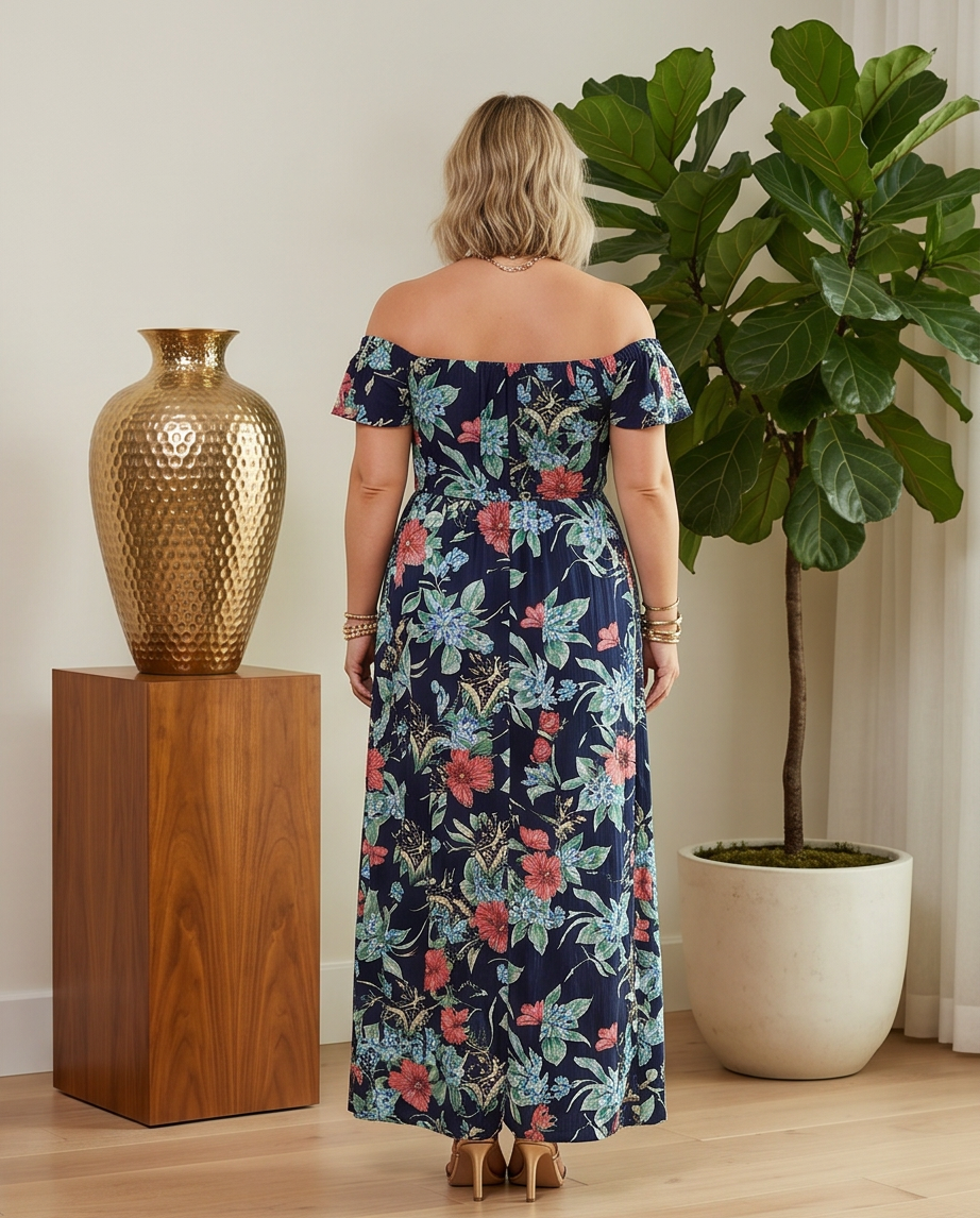 Plus Size Cold Shoulder Floral Jumpsuit