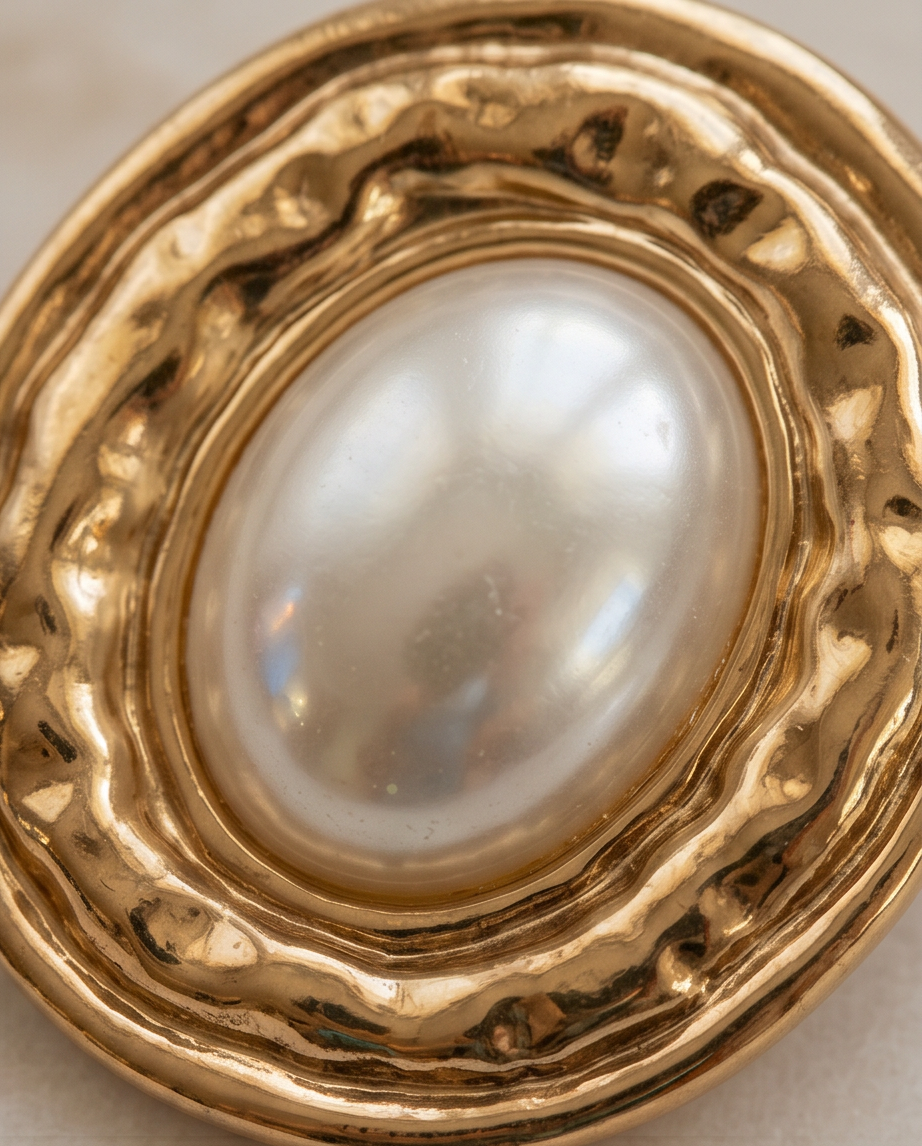 Jumbo Gold & Pearl Circle Earring