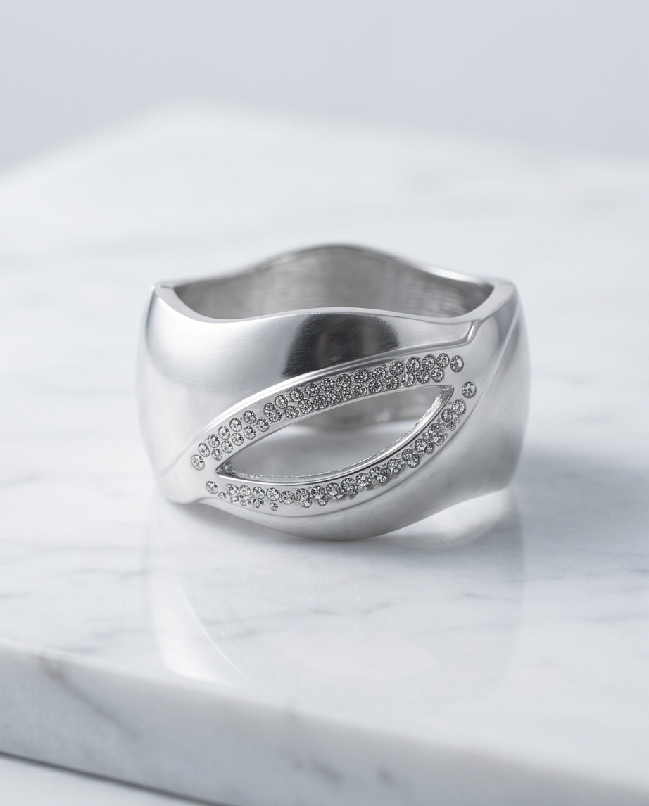 Sculptural Silver Cuff Bracelet