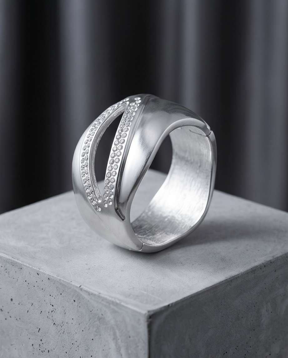 Sculptural Silver Cuff Bracelet