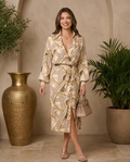 Ivory Multi Print Wrap Dress