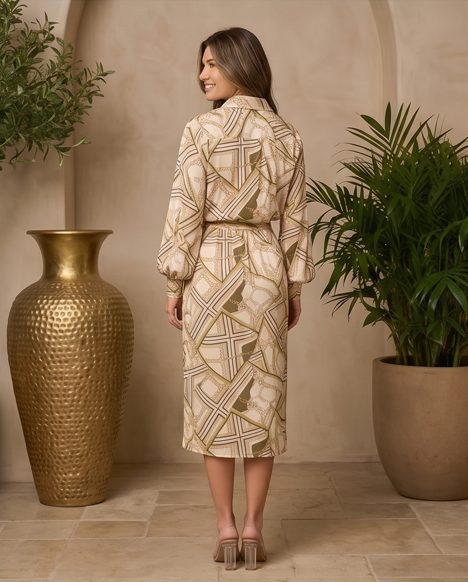 Ivory Multi Print Wrap Dress