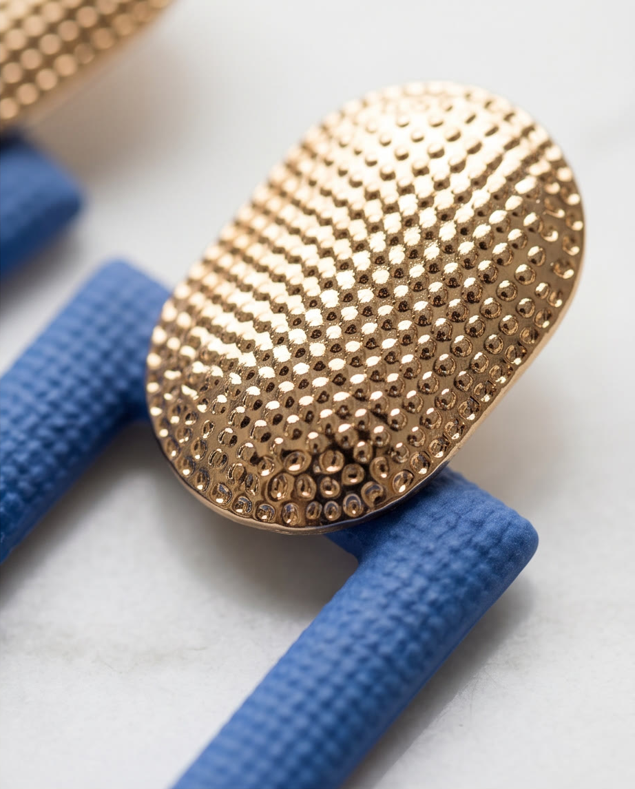 Gold And Royal Blue Boxy Earrings
