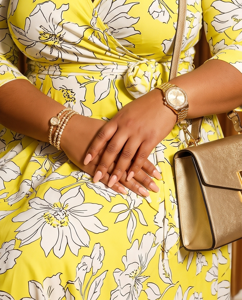 Plus Size Yellow Floral Wrap Maxi Dress