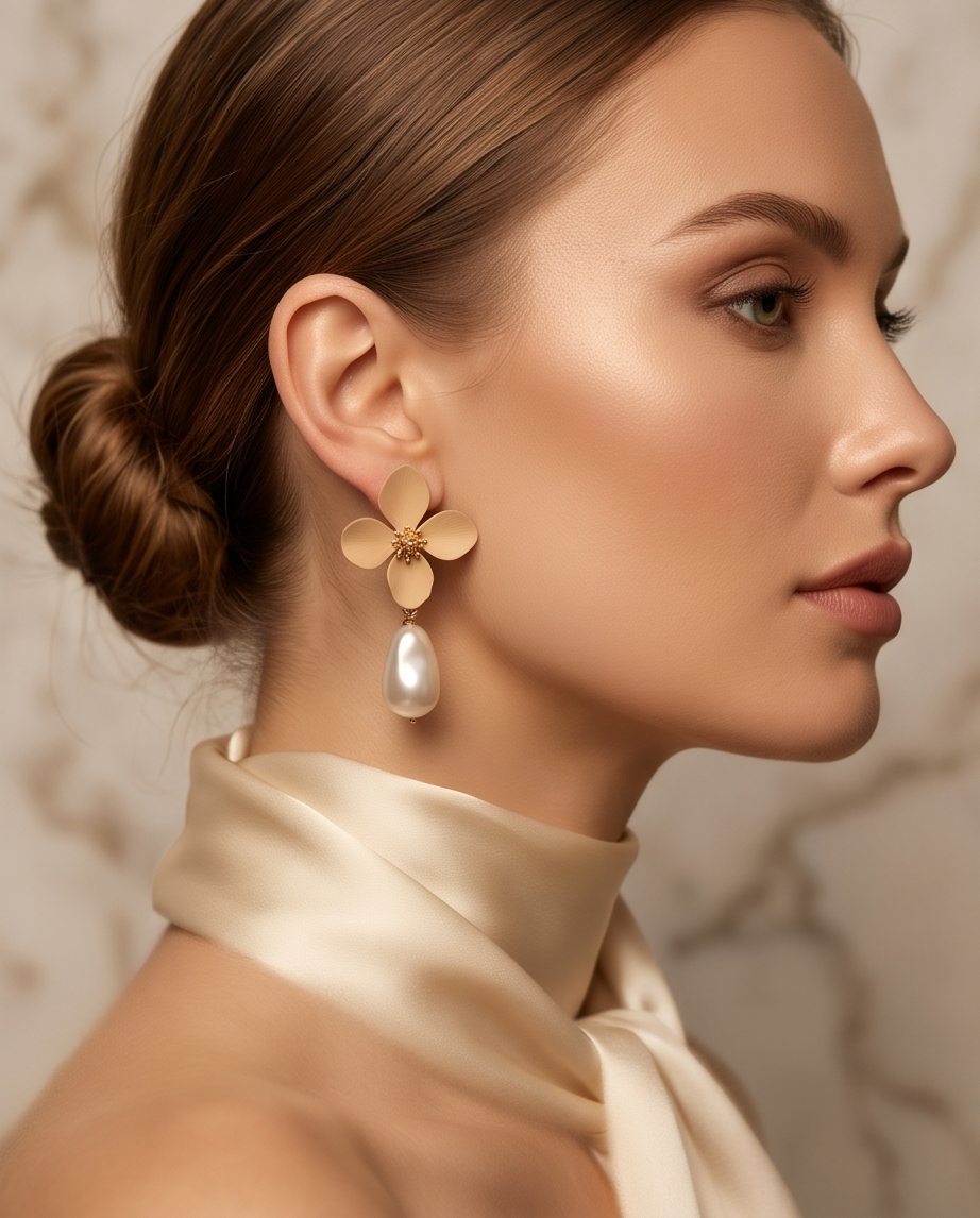 Nude & Pearl Earrings