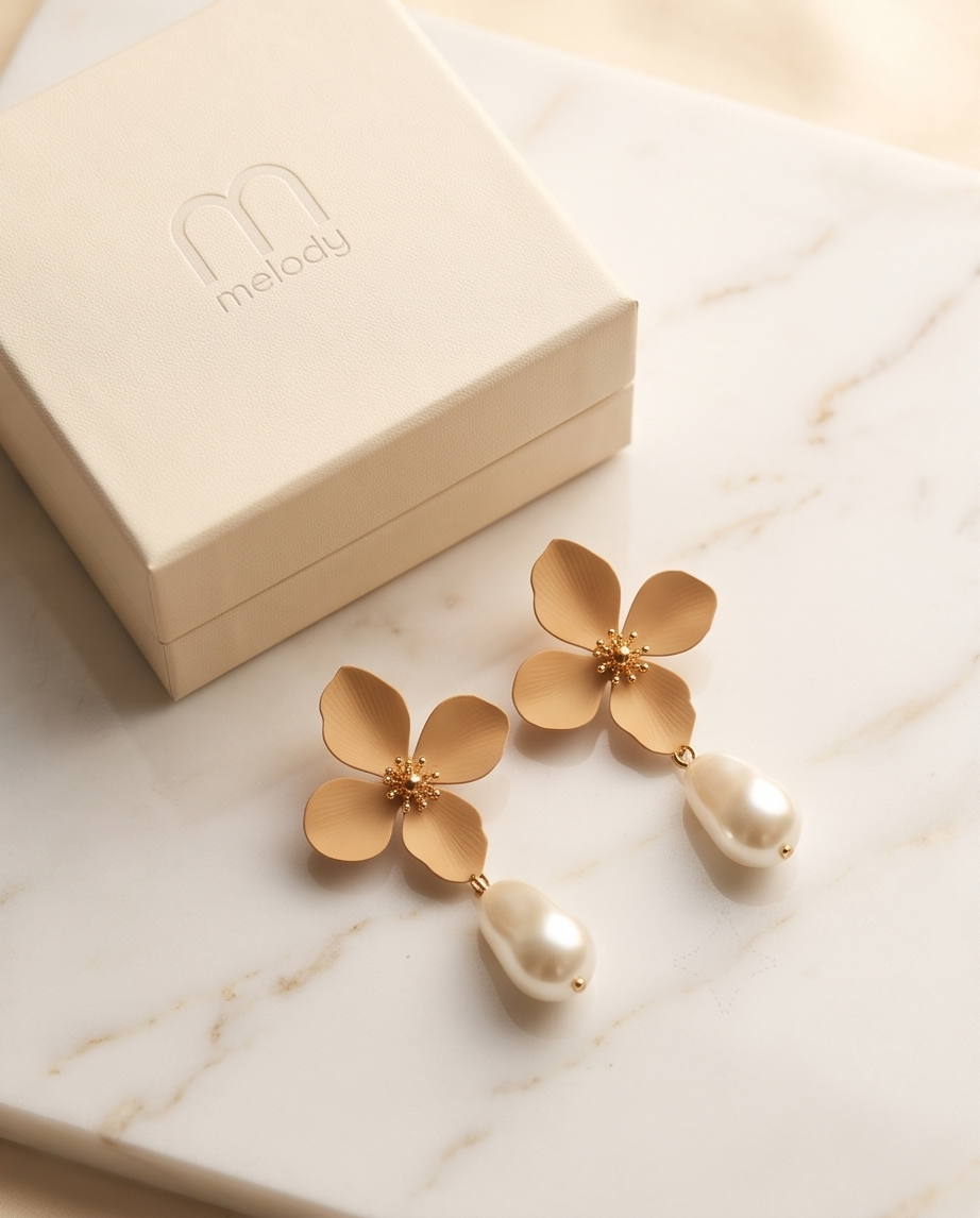 Nude & Pearl Earrings