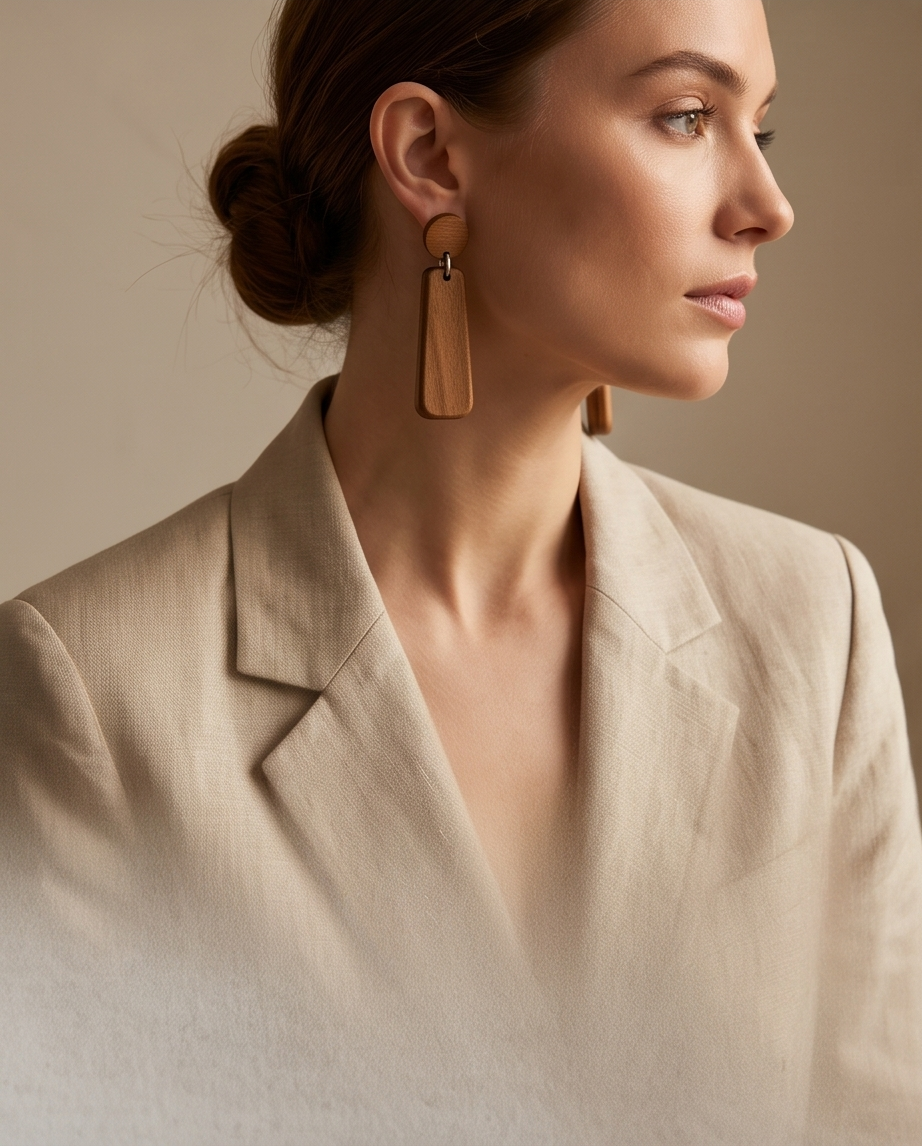Long Drop Wooden Earrings
