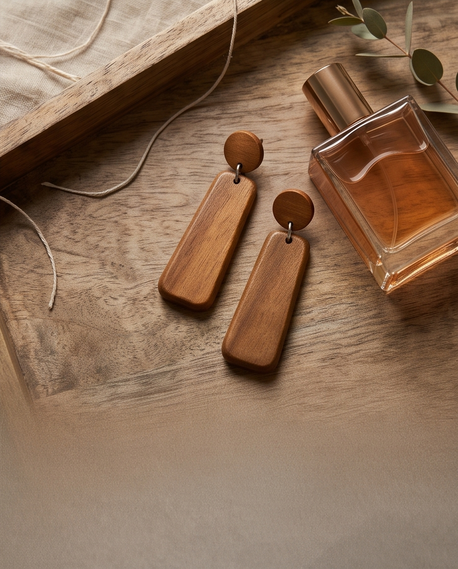 Long Drop Wooden Earrings