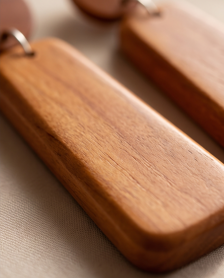 Long Drop Wooden Earrings