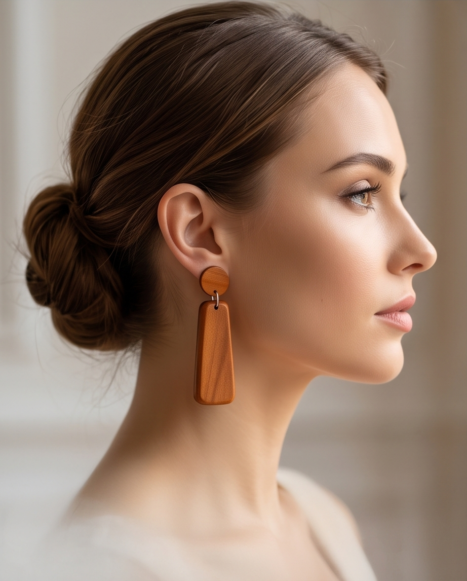Long Drop Wooden Earrings