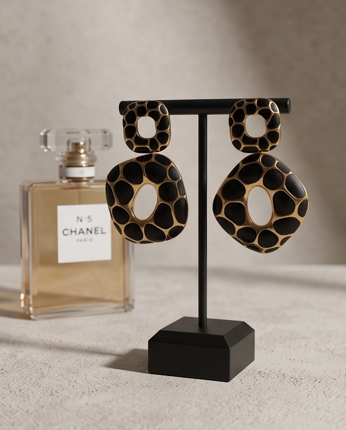 Black & Gold Textured Earrings