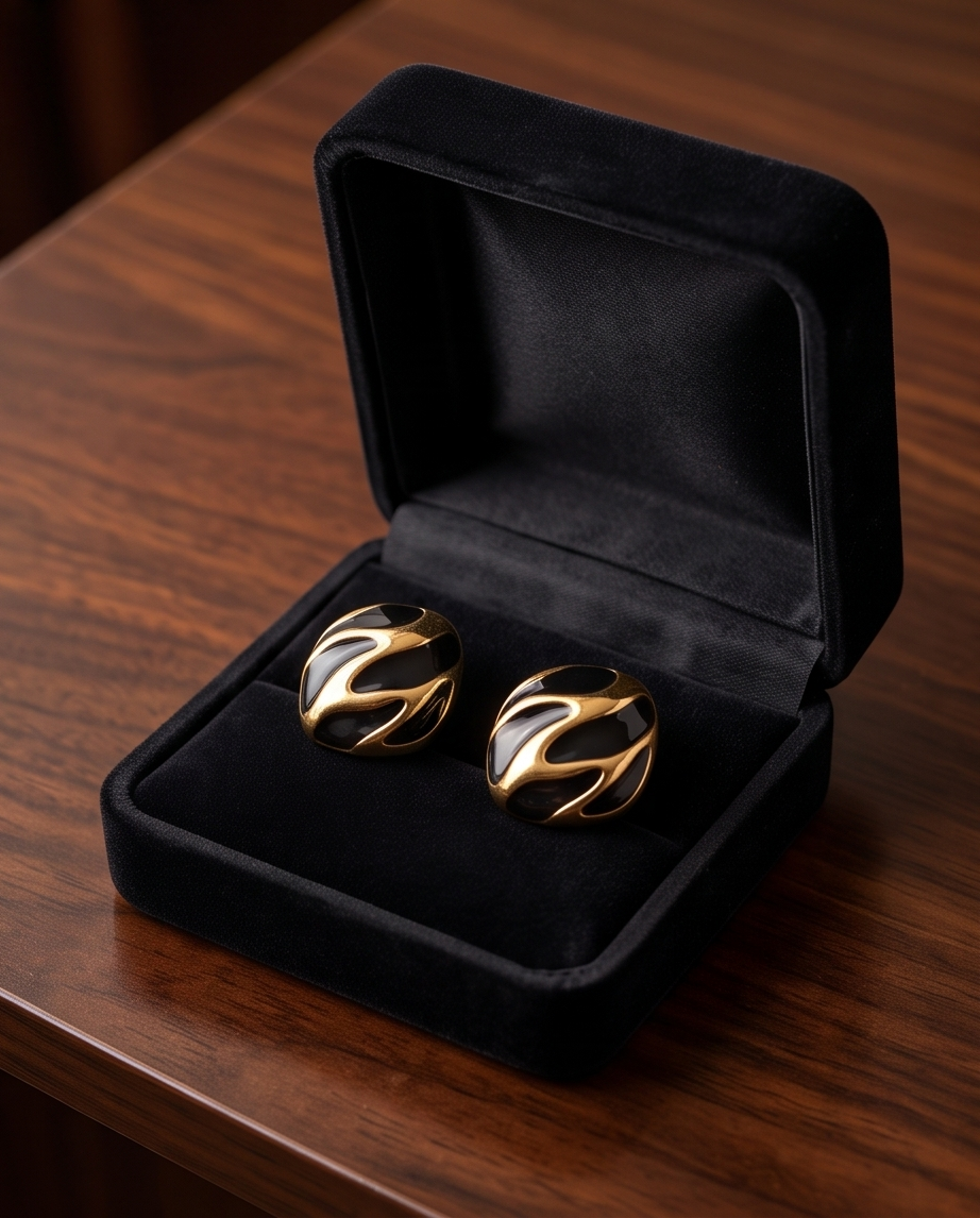Stainless Steel Gold & Black Tessa Earring