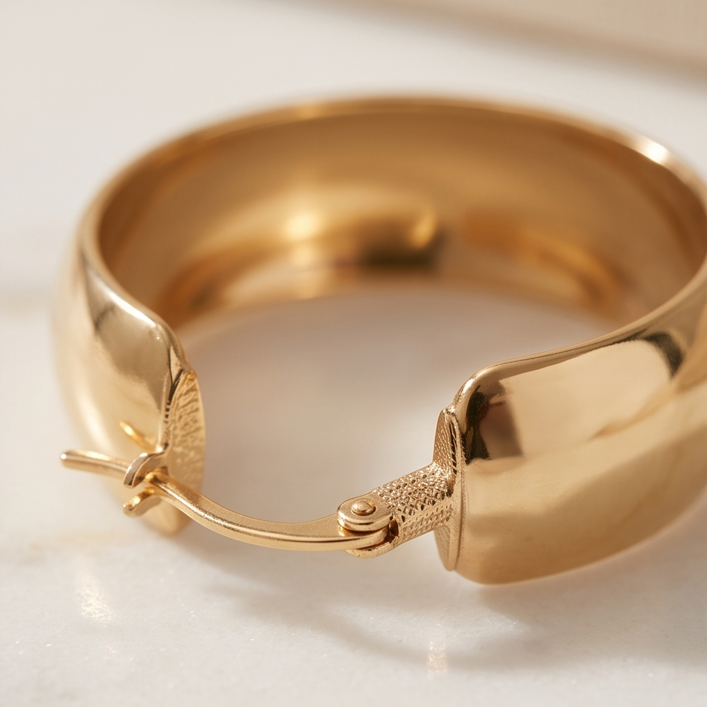 Gold Stainless Steel Wide Hoop Earrings