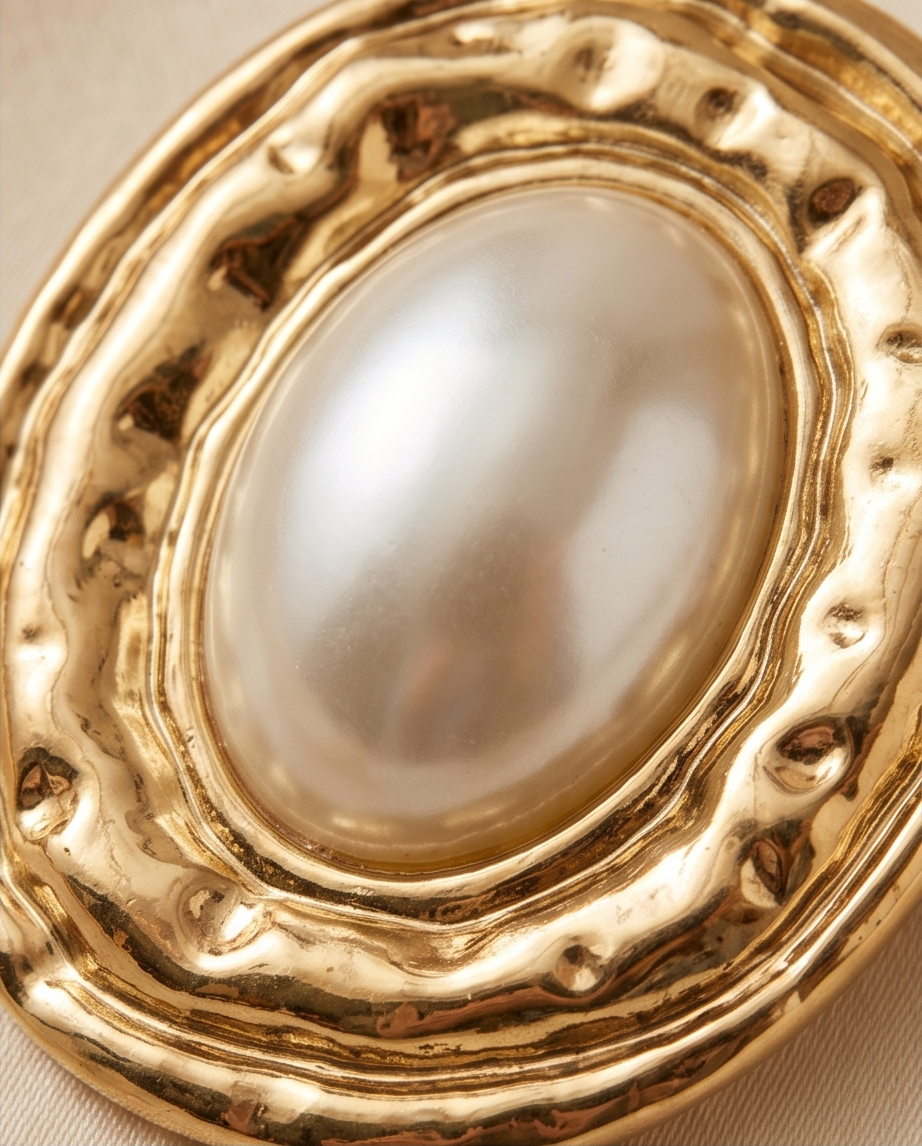 Jumbo Gold & Pearl Circle Earring