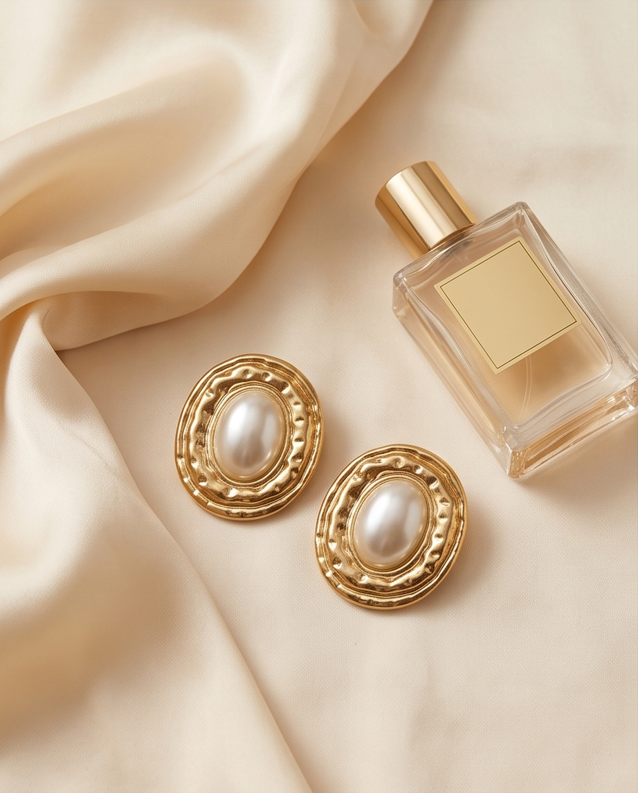 Jumbo Gold & Pearl Circle Earring