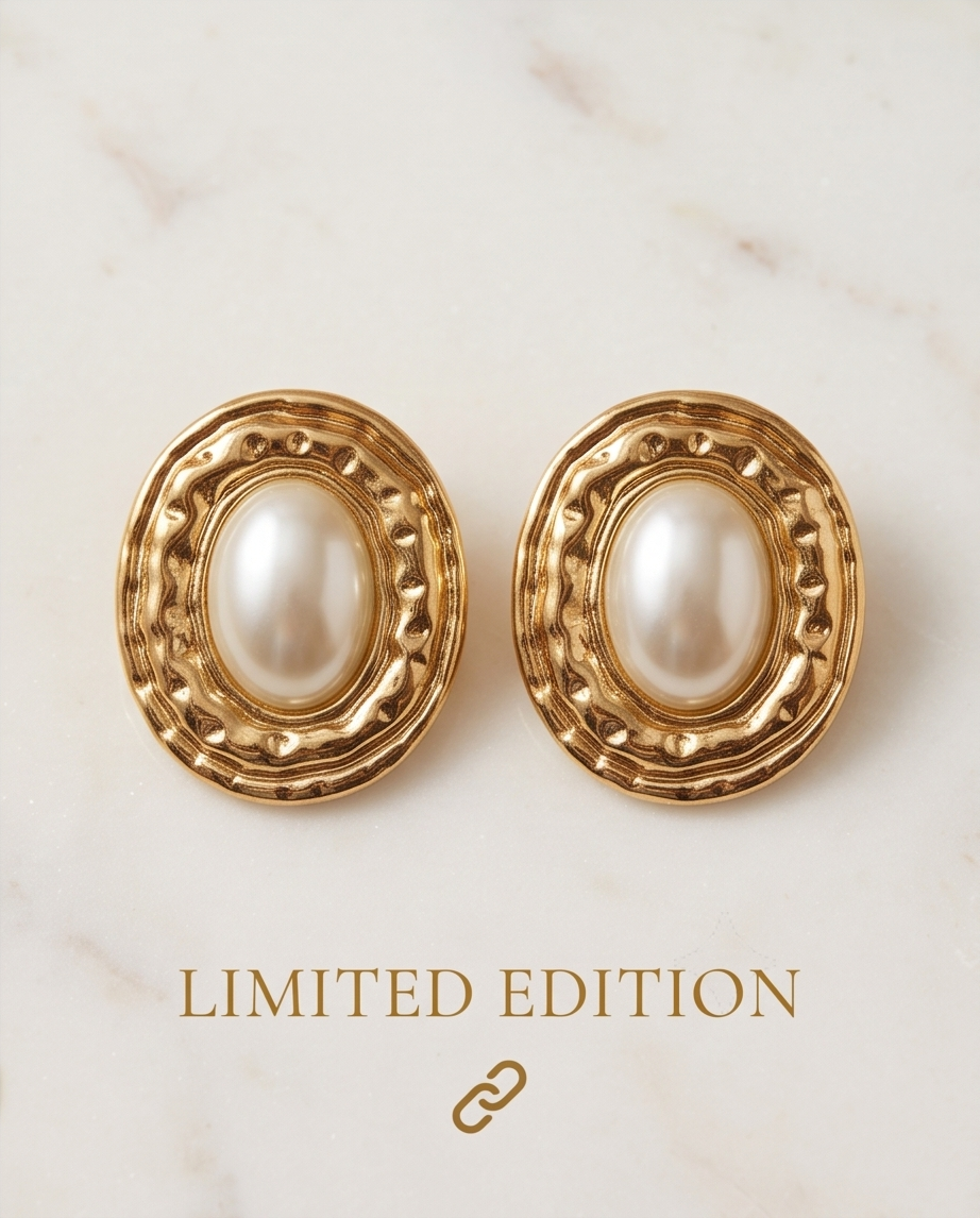 Jumbo Gold & Pearl Circle Earring