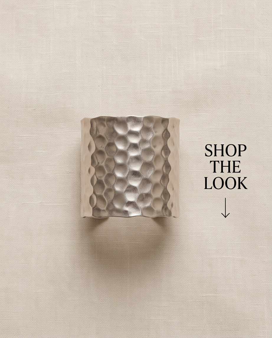 Wide Hammered Silver Cuff Bracelet