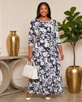 Plus Size Black & White Wrap Maxi Dress