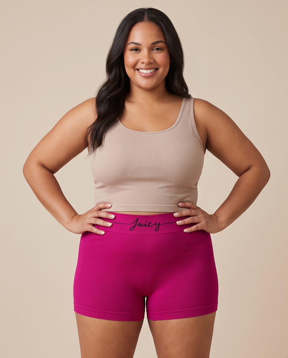 Plus Size Juicy Ribbed Underwear Shorts