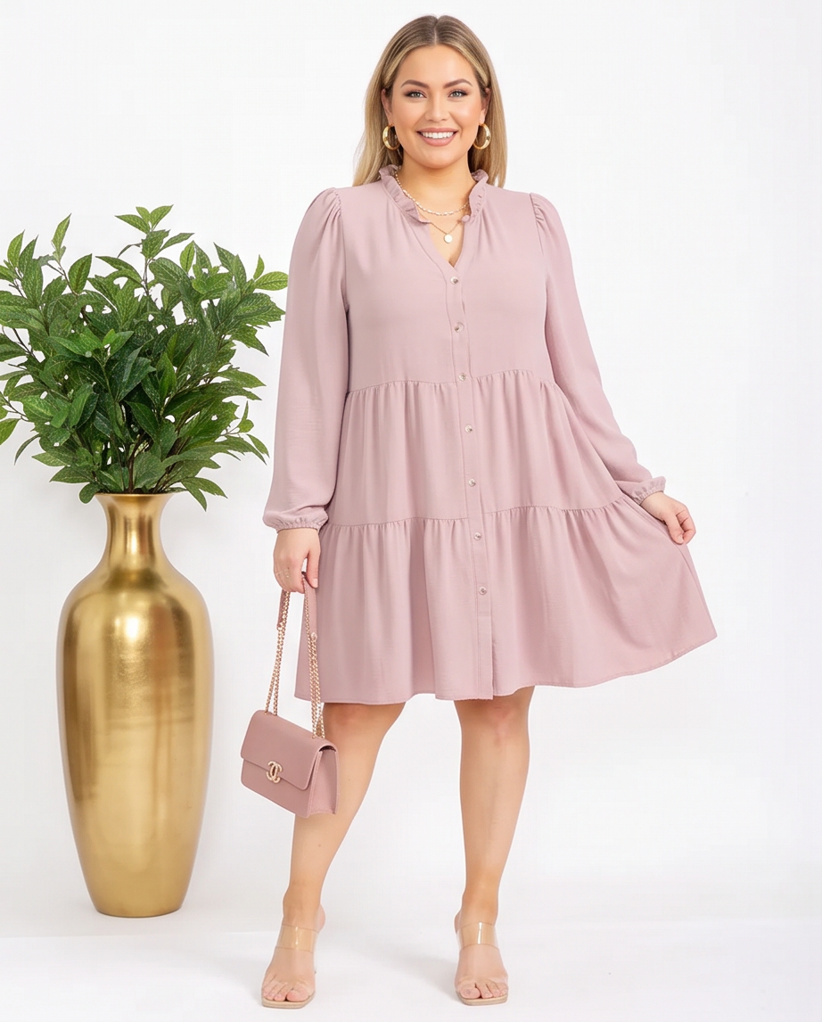 Plus Size Blush Tiered Mini Dress