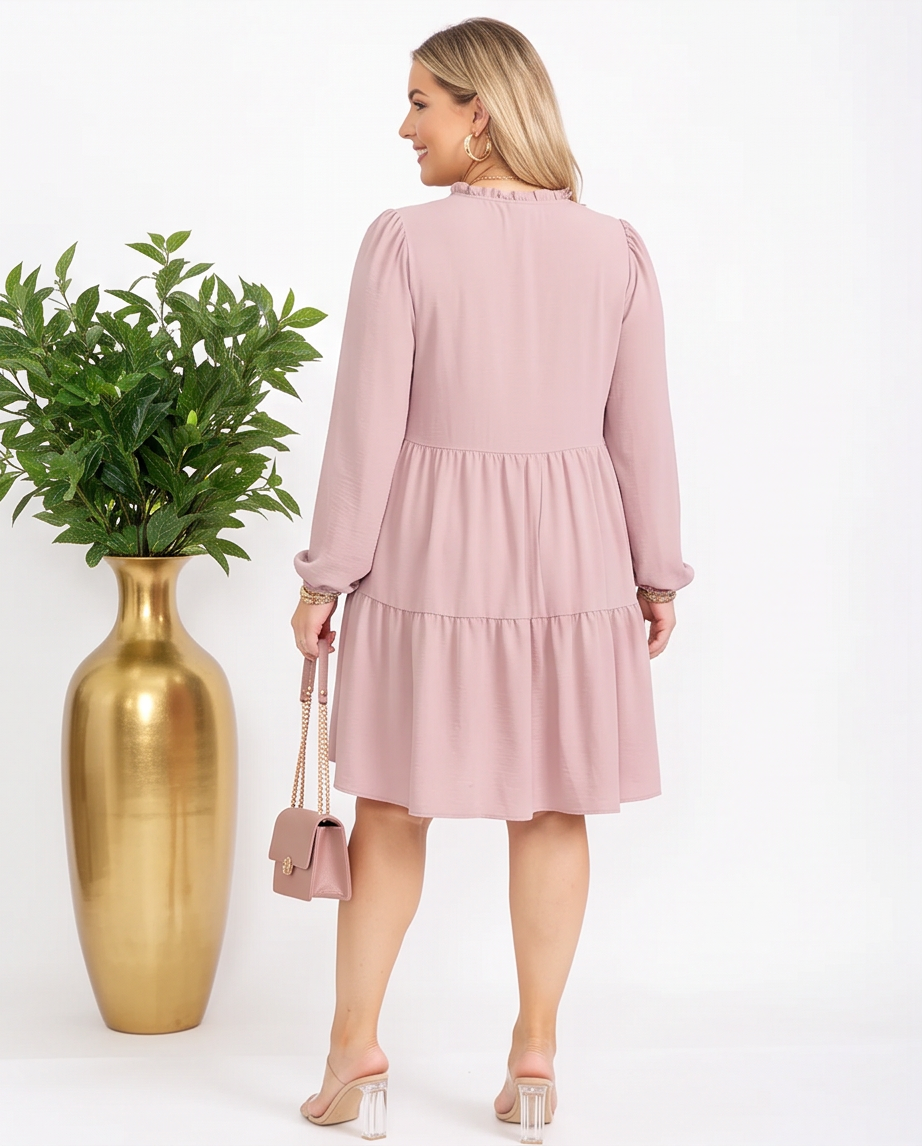 Plus Size Blush Tiered Mini Dress