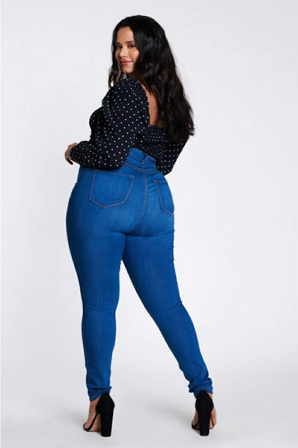 Plus Size High Waisted Blue Denim - MP1839