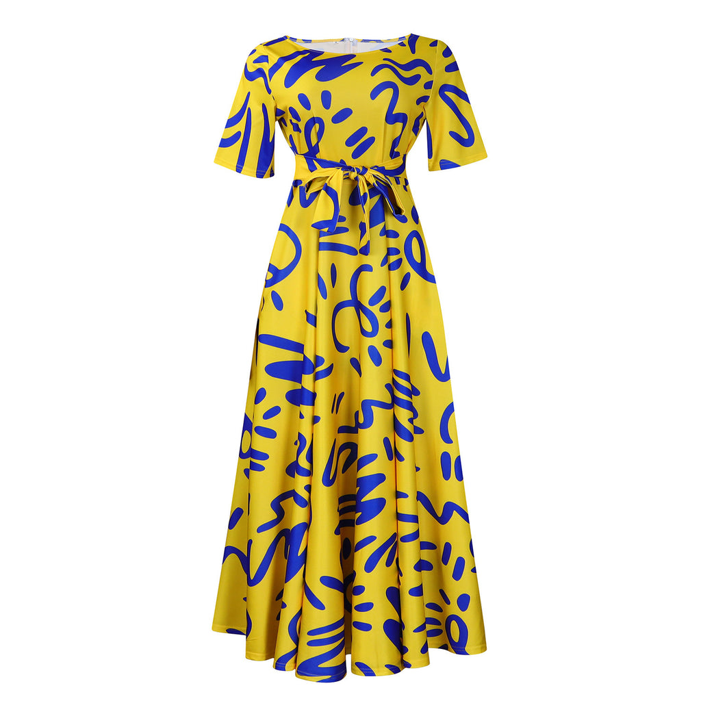 Summer New Fashion Women's Clothing Lace Printing Plus Size Dress