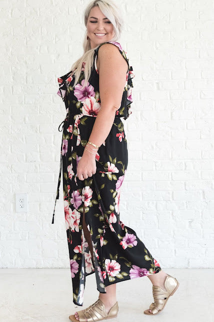 Plus Size Black Floral Maxi Dress - XD17363RCP