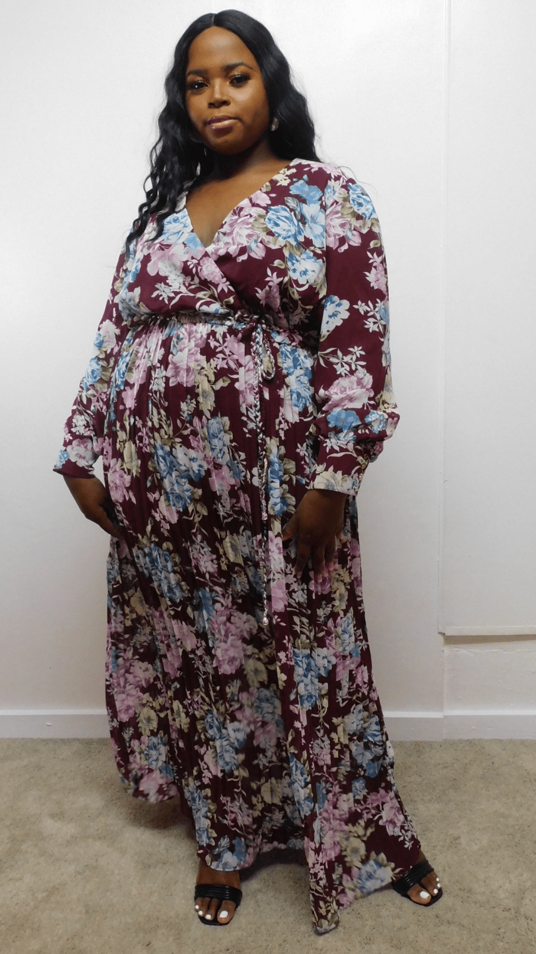 Plus Size Plum Maxi Floral Dress