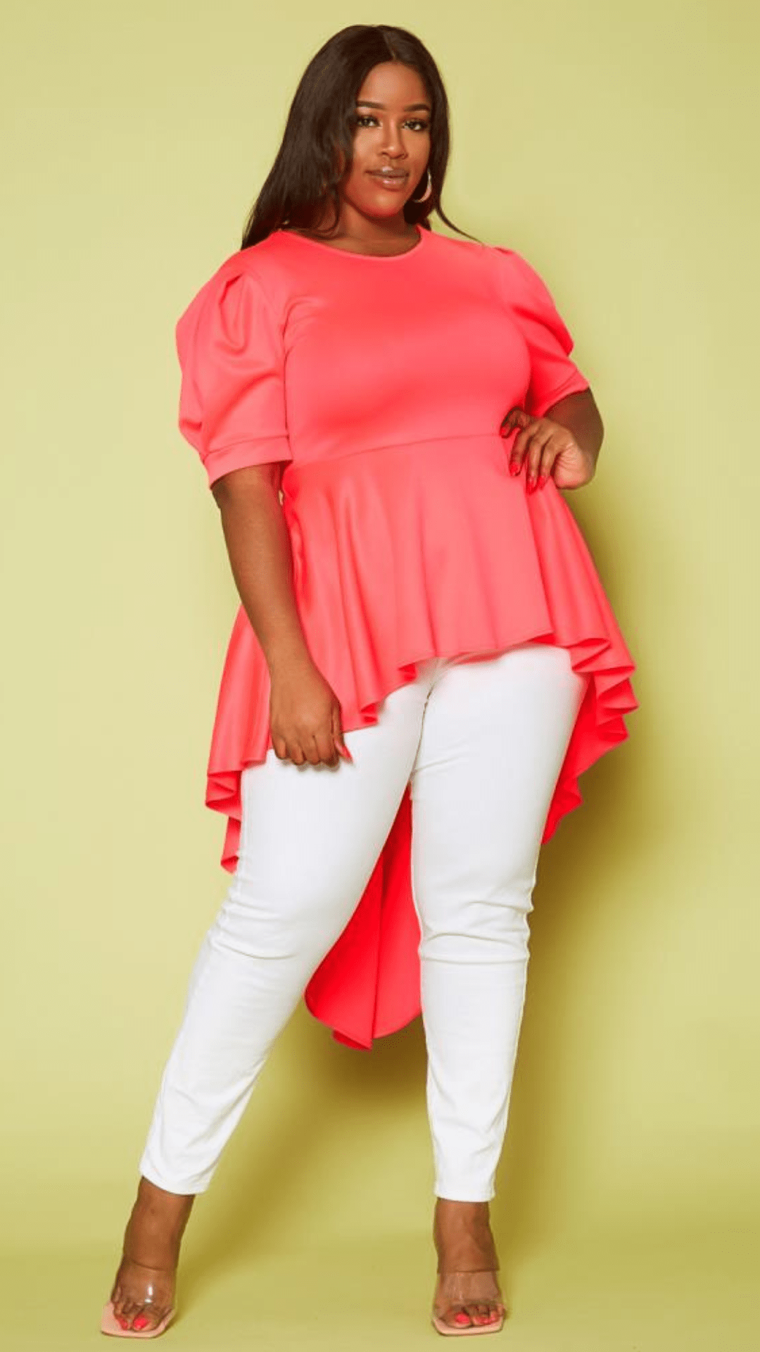 Plus Size High-Low Pink Statement Top
