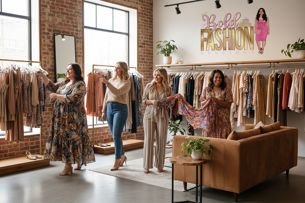 Size-inclusive boutique shopping matching logo