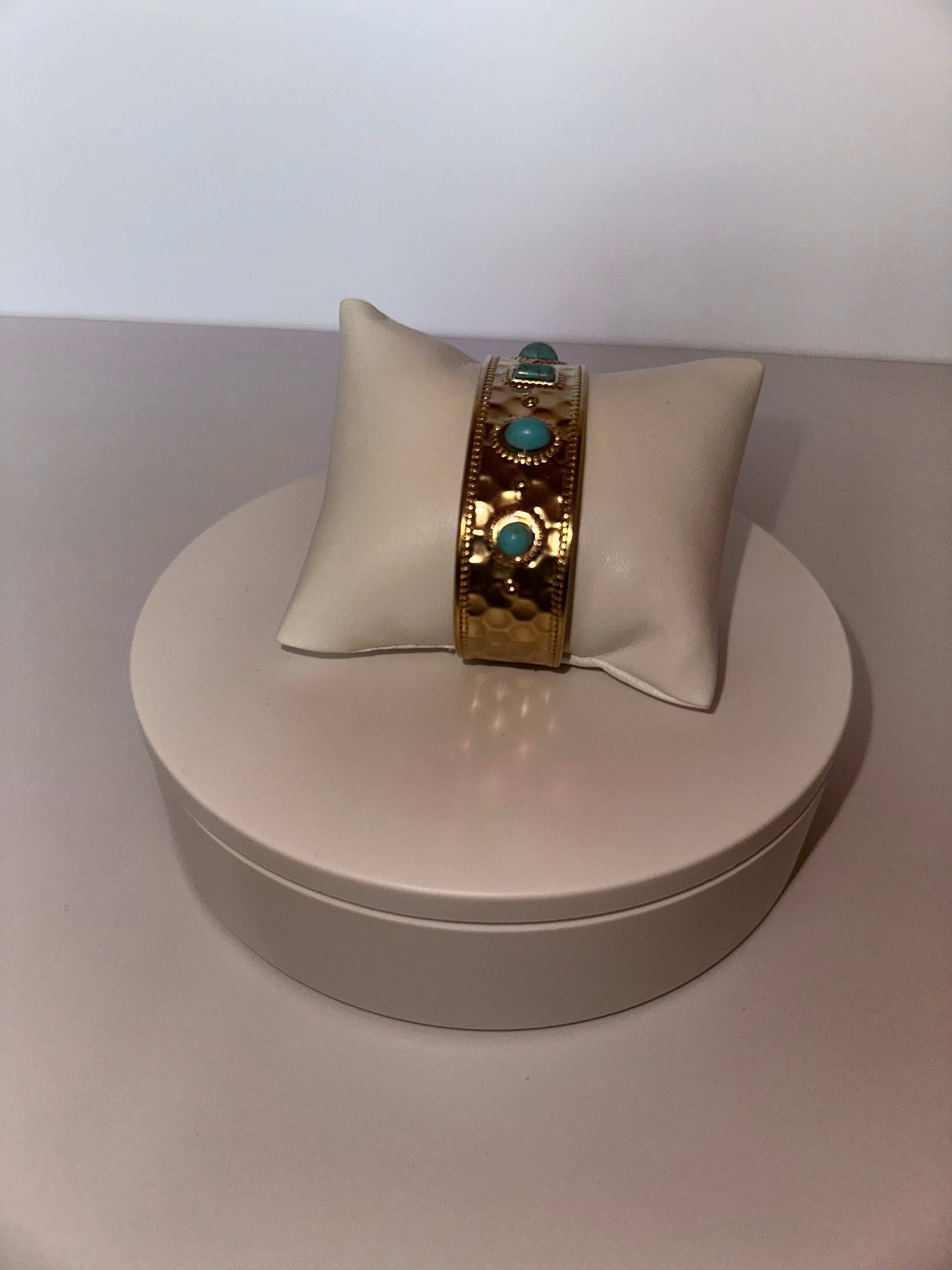 Stainless Steel Gold & Turquoise Bracelet - 1561