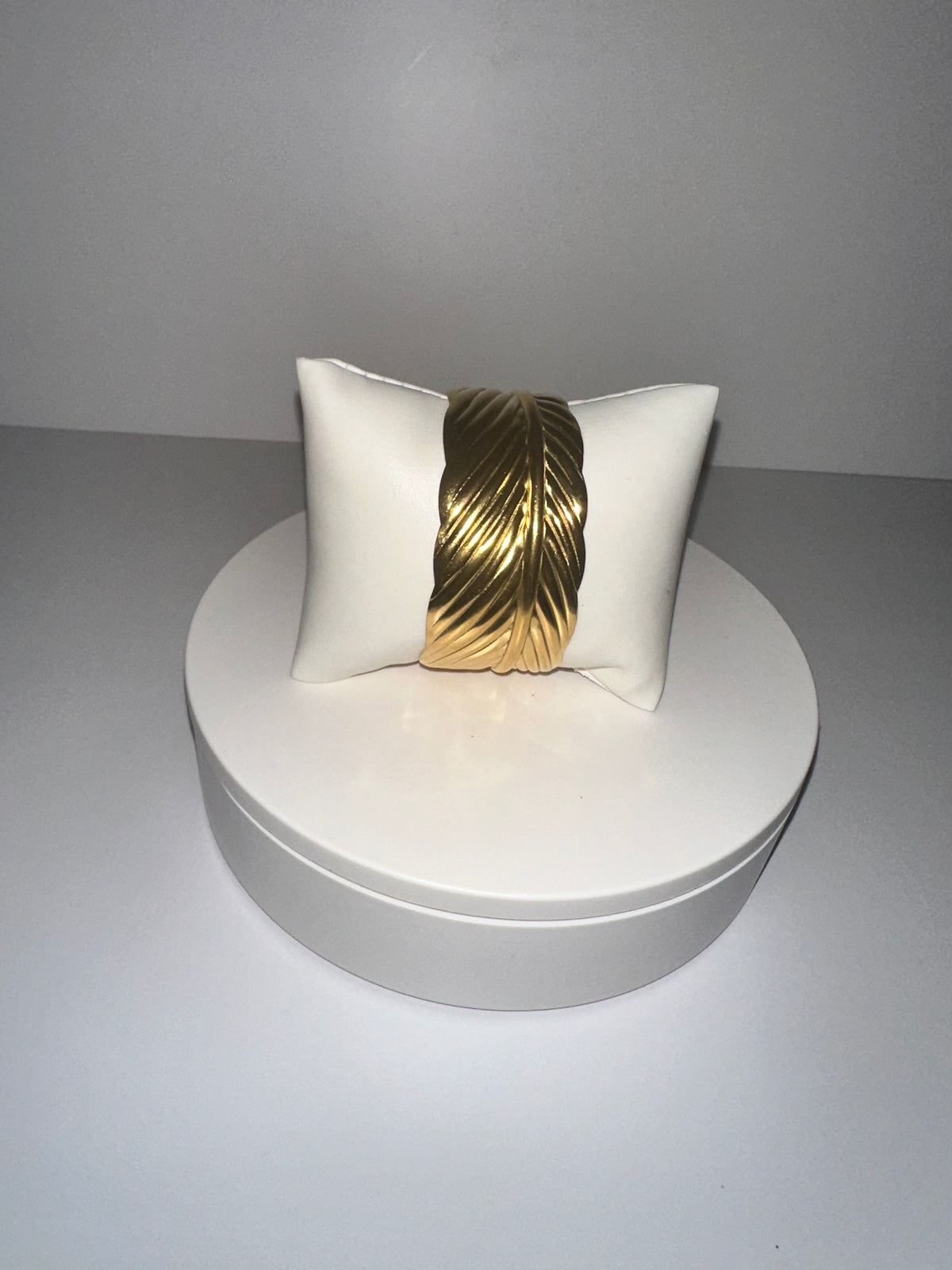 Stainless Steel Gold Palm Leaf Adjustable Bracelet - 1628