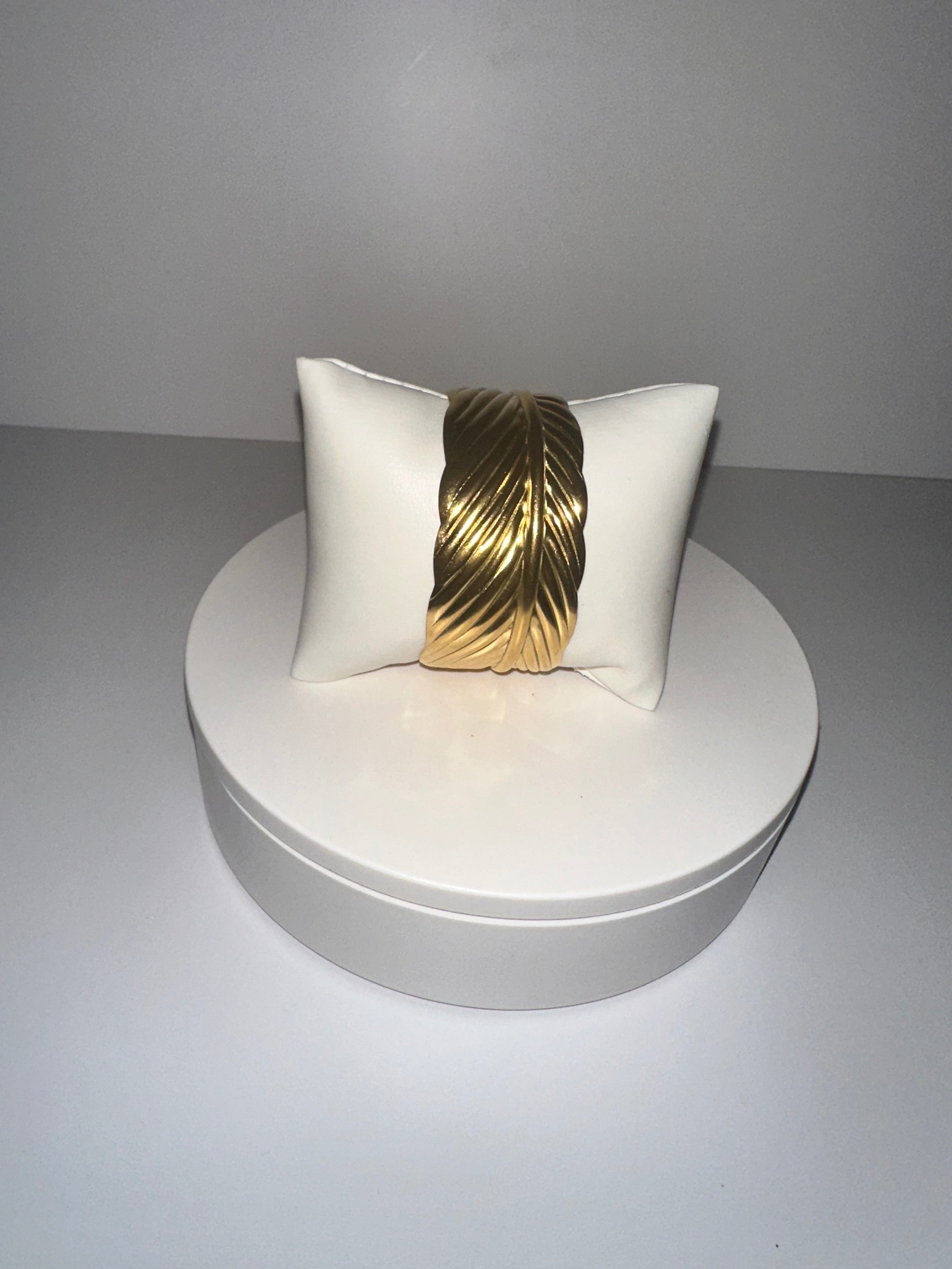 Stainless Steel Gold Palm Leaf Adjustable Bracelet - 1628
