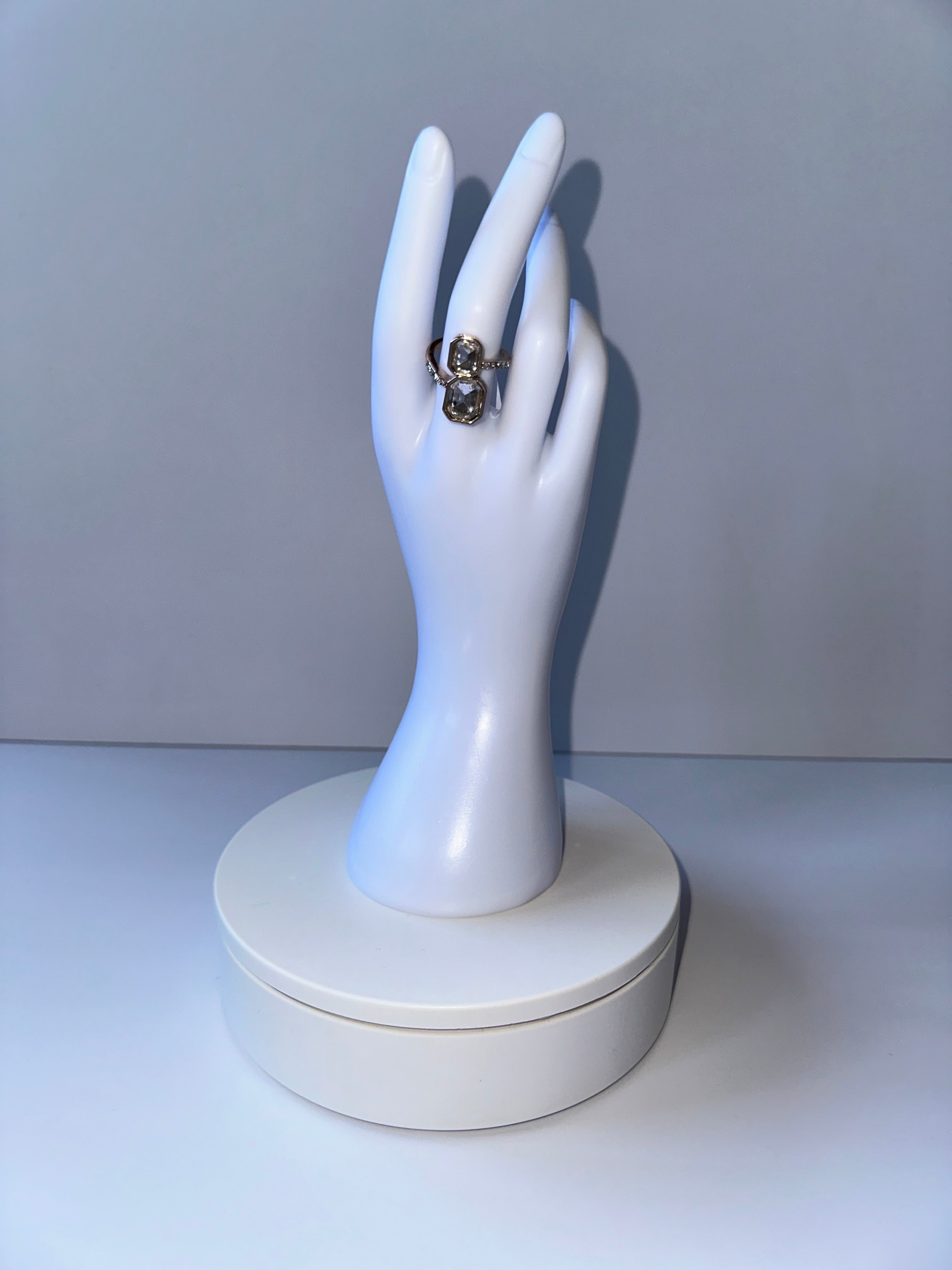 Silver Double Diamond Ring - 1589