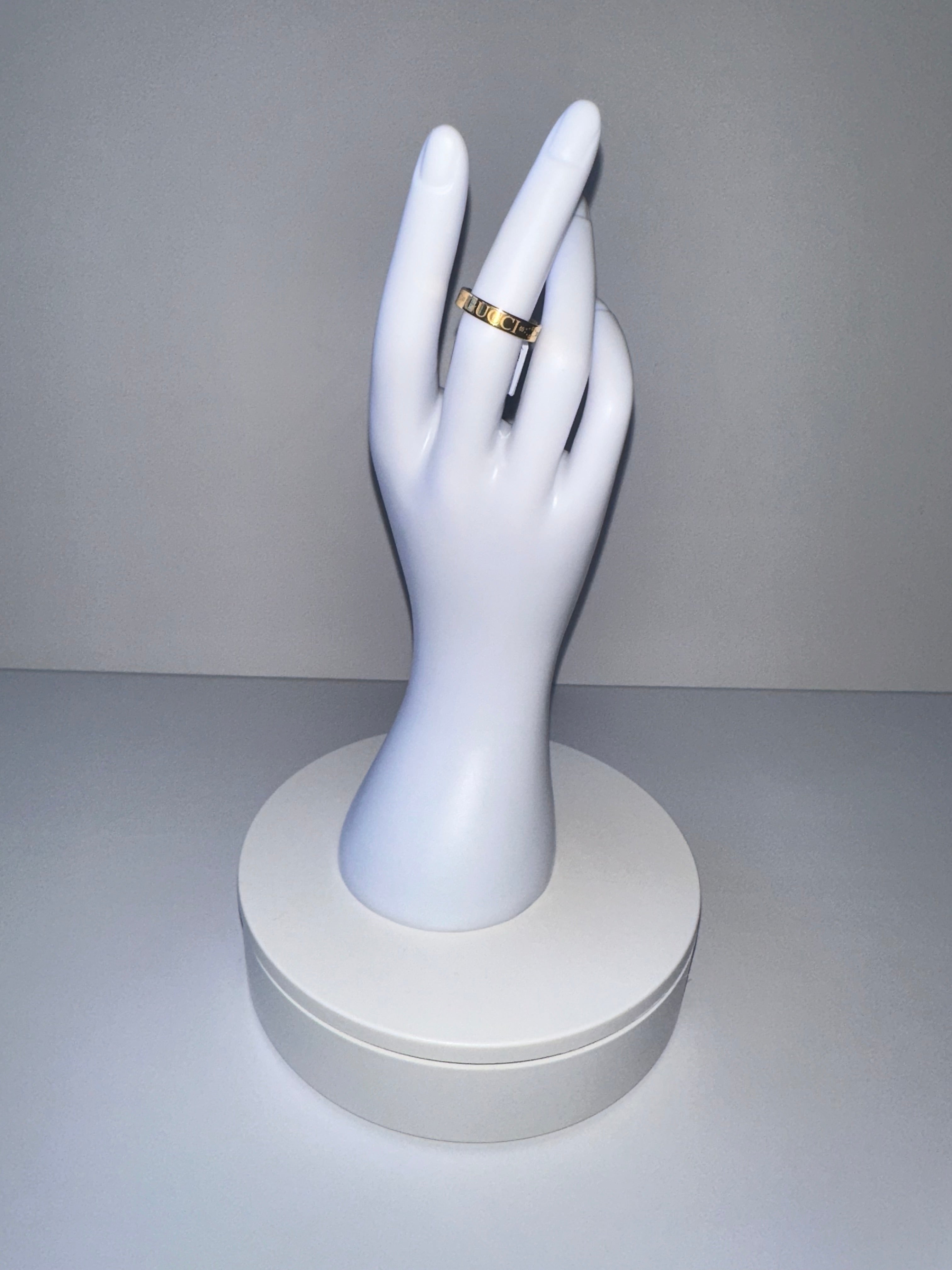 Gold Stainless Steel Branded Ring - 1533
