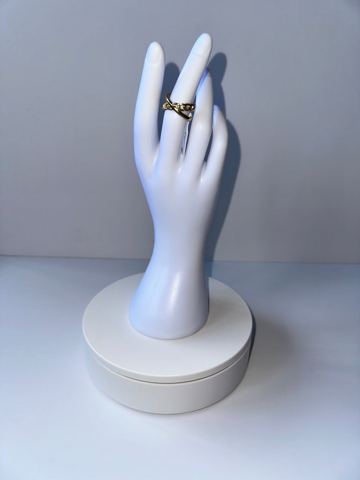 Stainless Steel Chain Detail  Adjustable Gold Ring - 1592
