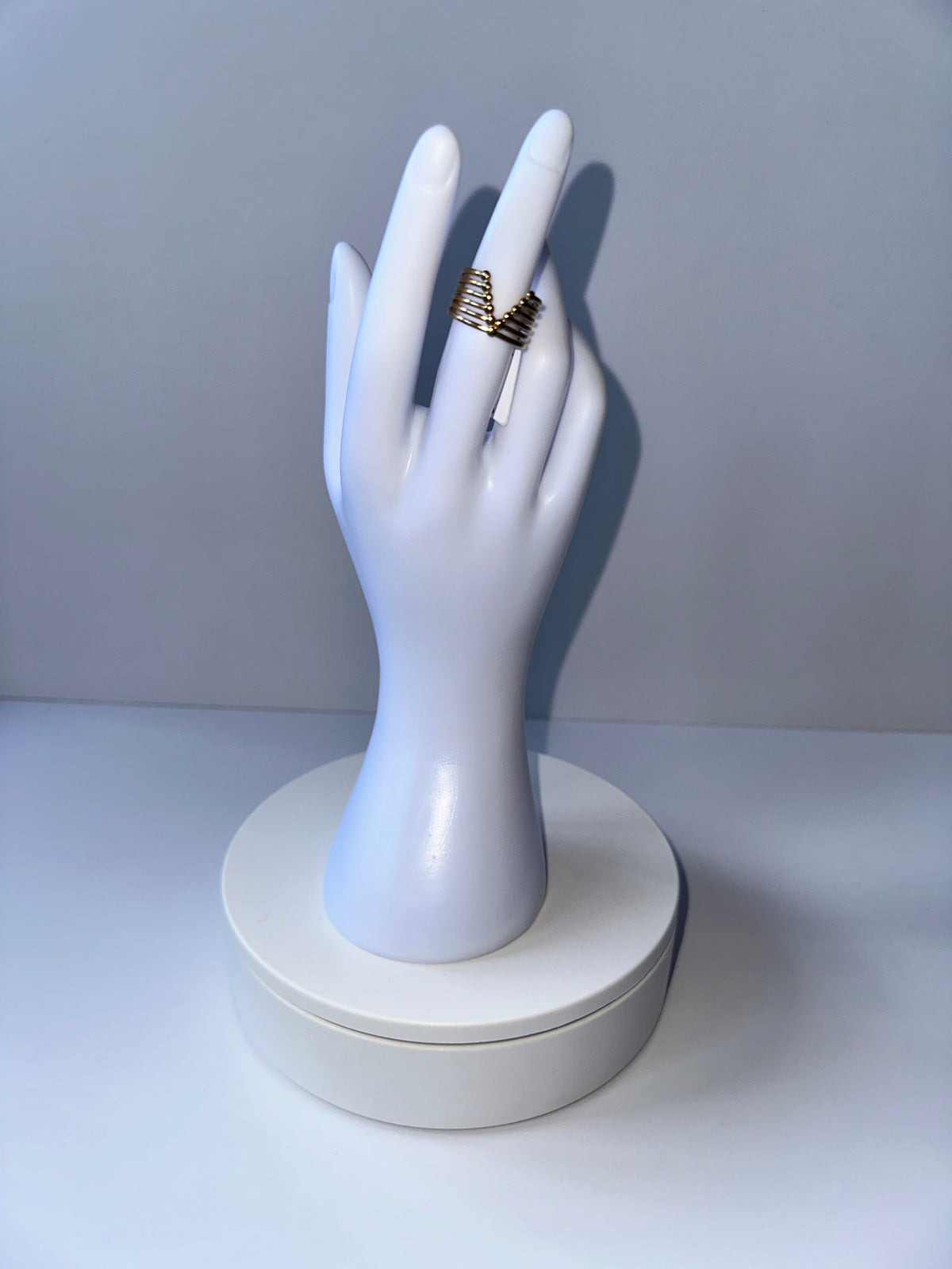 Stainless Steel Adjustable Pyramids Gold Ring - 1599