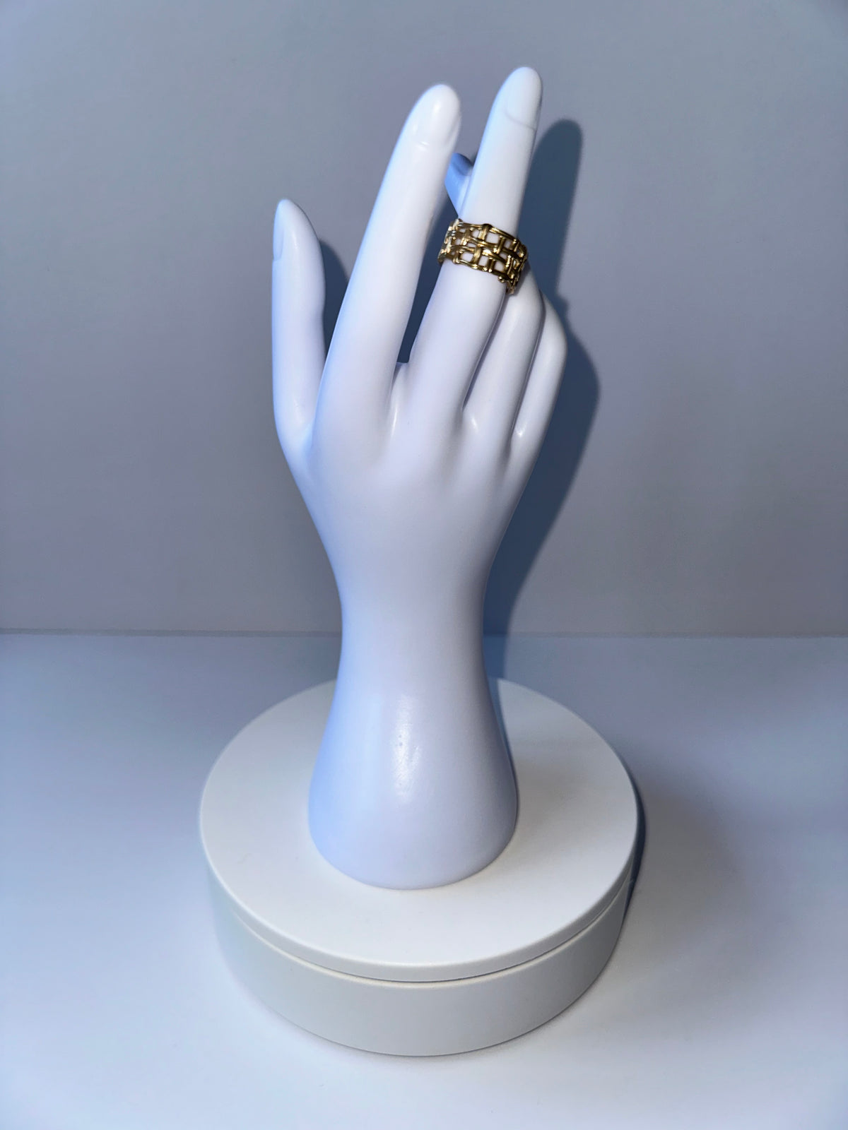 Stainless Steel Adjustable Guards Up Gold Ring - 1600