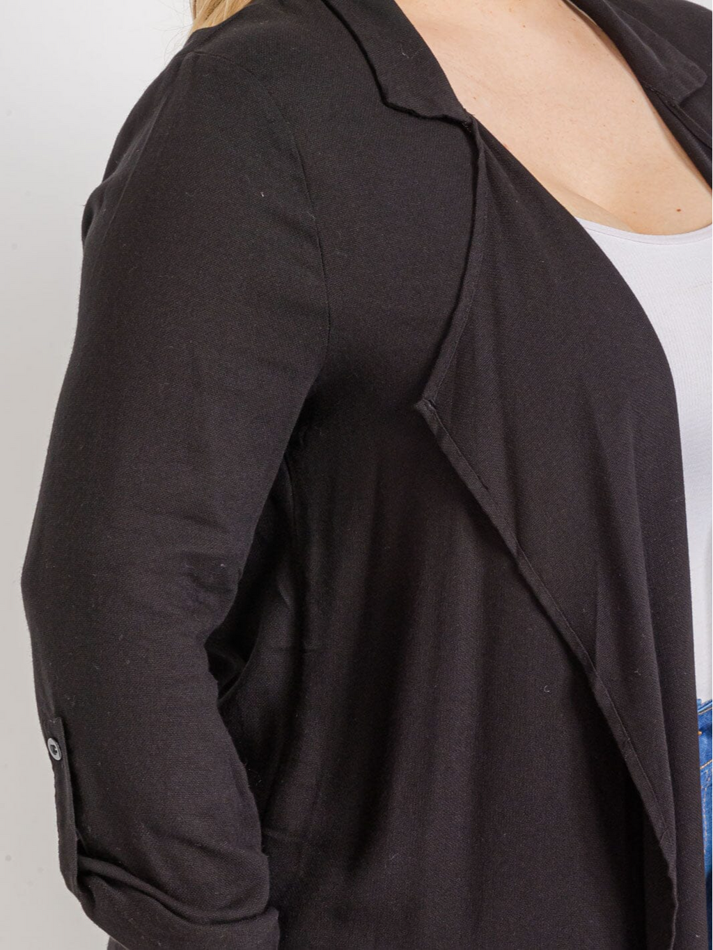 Plus Size Black Open Front Maxi Cardigan - ZB12675